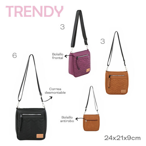 18609- Cartera Trendy (1 bordo- 1 camel)