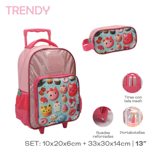 28088- Set Mochila Carro y Cartu Trendy